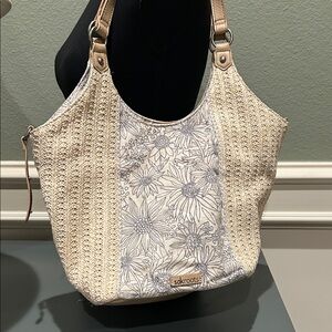 Sakroots Beige and Gray Floral Shoulder Bag